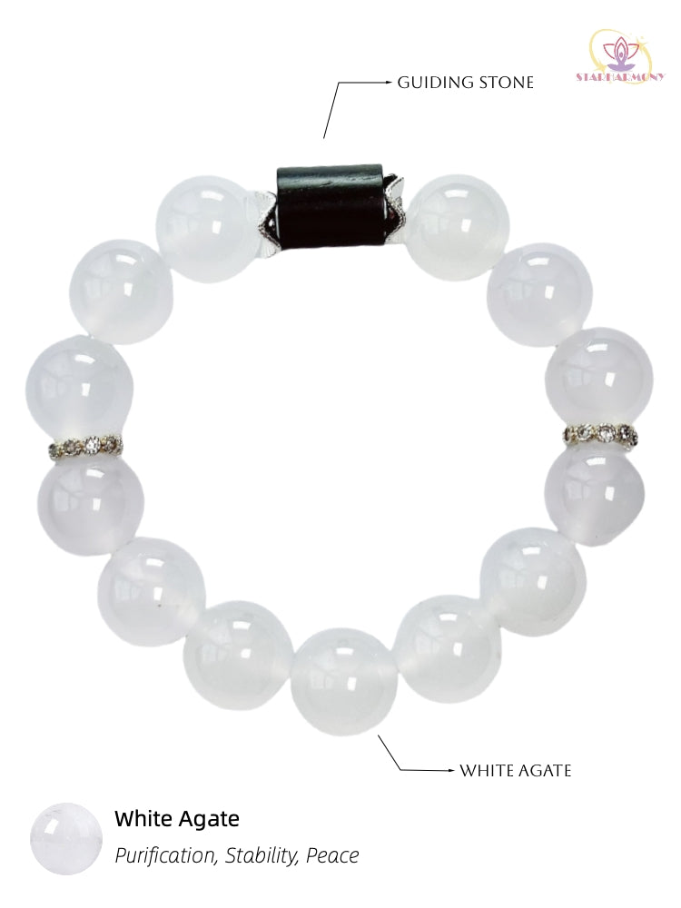 Starharmony Natural White Agate Bracelet With NFC For Hope Happiness