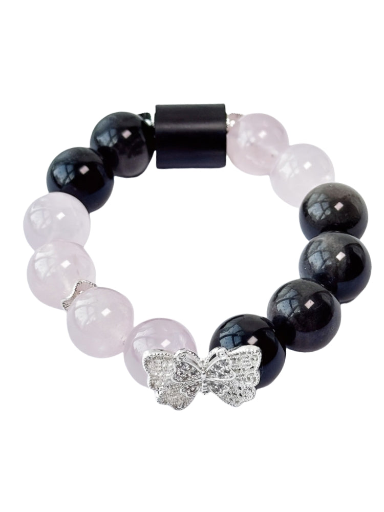 Starharmony Rose Quartz With Silver Quartz  Bracelet With NFC To Help Career And Love