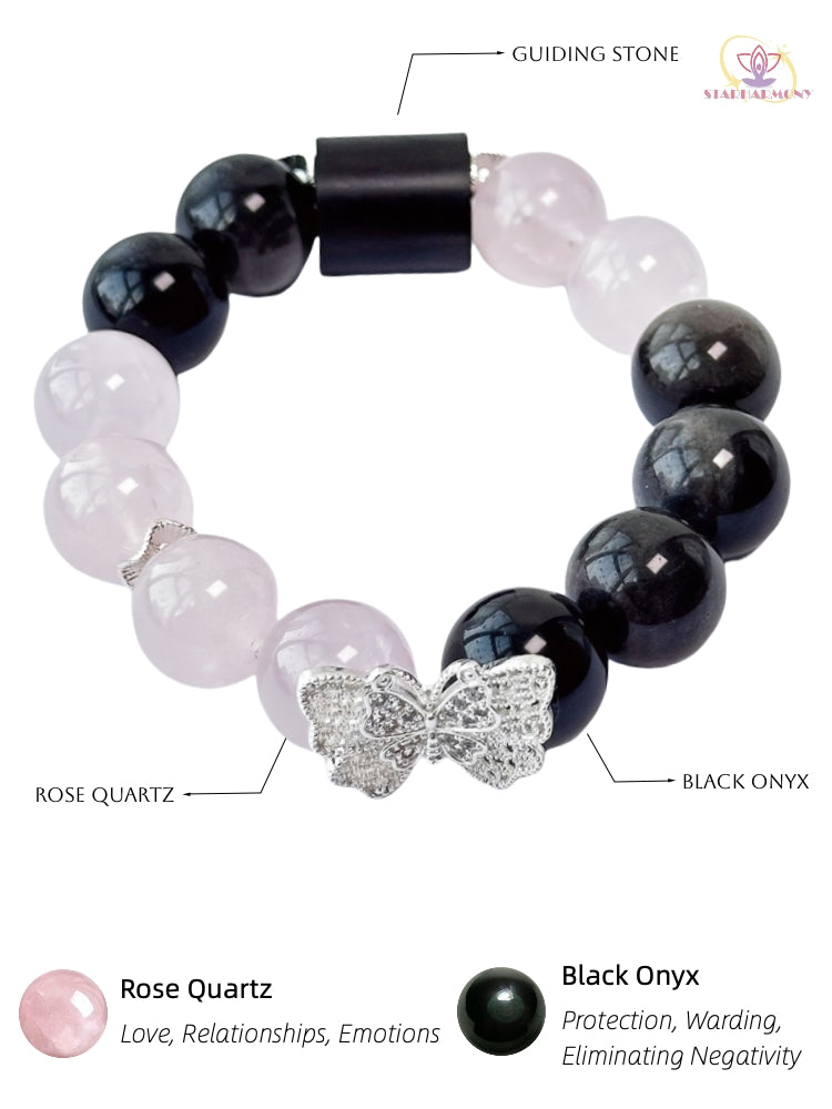 Starharmony Rose Quartz With Silver Quartz  Bracelet With NFC To Help Career And Love