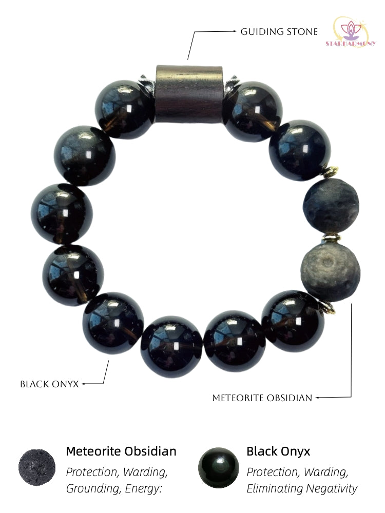 Starharmony Black Quartz With Meteorite Onyx Bracelet  With NFC Brings Mystic Shielding Power