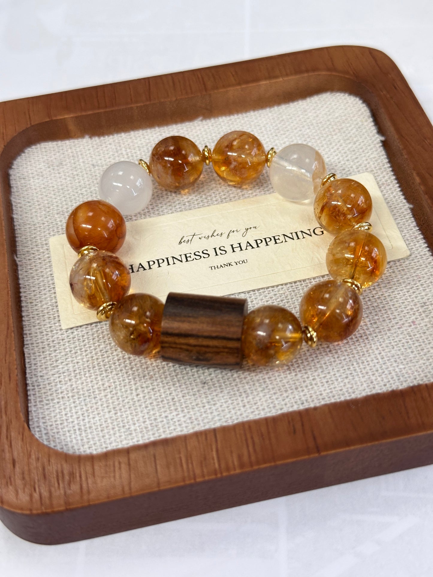 Starharmony Yellow Crackled Quartz With White Agate  Bracelet With NFC Brings Pure Wealth Energy