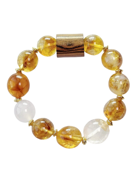 Starharmony Yellow Crackled Quartz With White Agate  Bracelet With NFC Brings Pure Wealth Energy