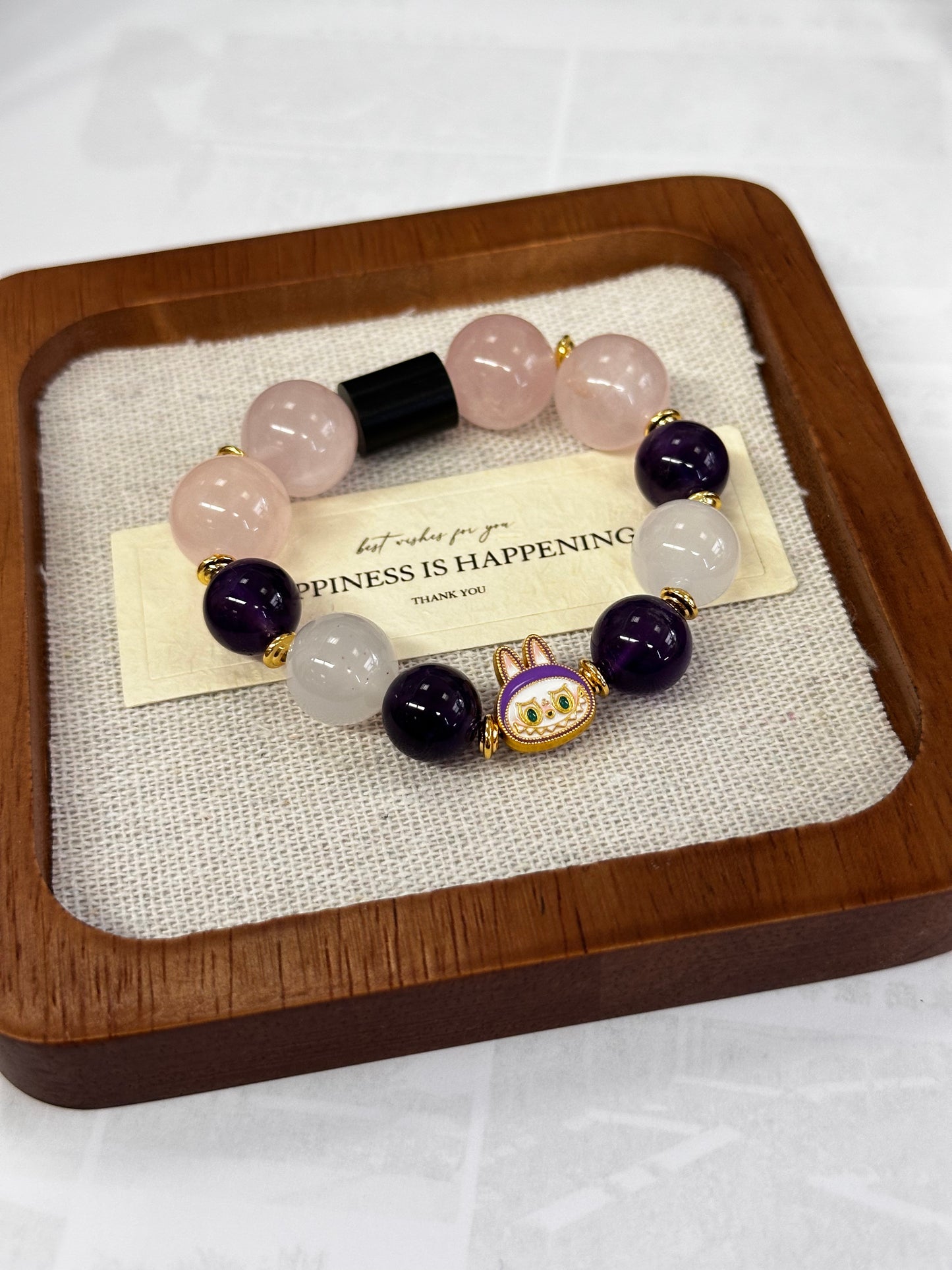 Starharmony Amethyst With Rose Quartz And White Agate Bracelet With NFC Brings Wisdom Love Protection