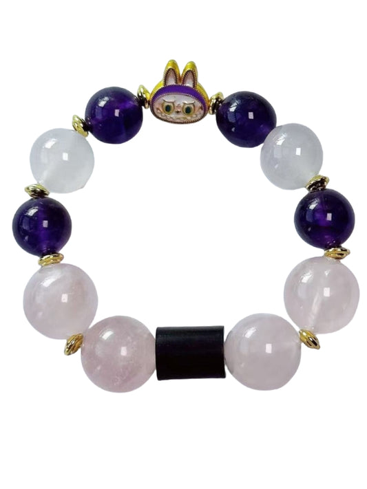 Starharmony Amethyst With Rose Quartz And White Agate Bracelet With NFC Brings Wisdom Love Protection