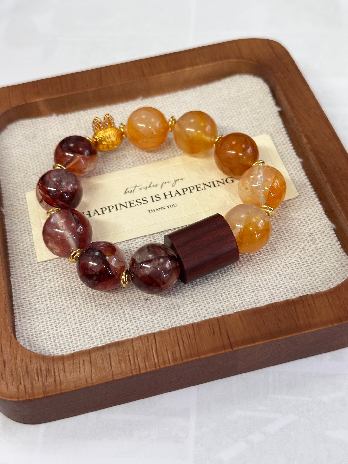 Starharmony Yellow Crackled Quartz With Red Crackled Quartz Bracelet With NFC Brings Wealth Vitality Harmony