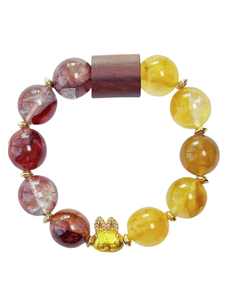 Starharmony Yellow Crackled Quartz With Red Crackled Quartz Bracelet With NFC Brings Wealth Vitality Harmony