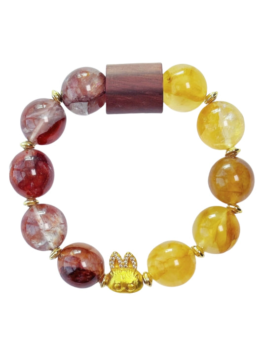 Starharmony Yellow Crackled Quartz With Red Crackled Quartz Bracelet With NFC Brings Wealth Vitality Harmony