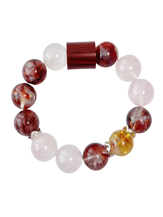 Starharmony Red Crackled Quartz With Rose Quartz Bracelet With NFC Brings Passion Love Boosting