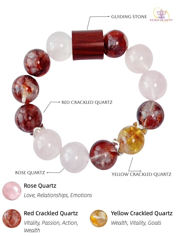 Starharmony Red Crackled Quartz With Rose Quartz Bracelet With NFC Brings Passion Love Boosting